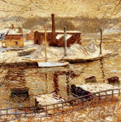 Flusslandschaft im Winter, ca. 1899